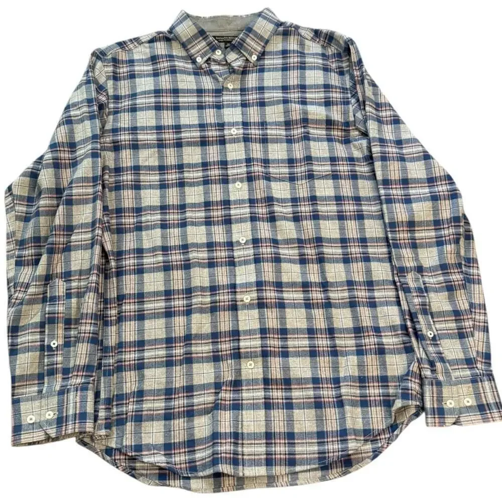Banana Republic Luxe Flannel Slim Fit M – Blue Plaid